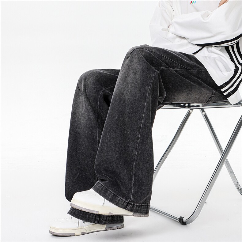 美式复古拼接微喇牛仔裤男款春秋高街水洗渐变裤子KZ005P60,男装牛仔裤,电商B312