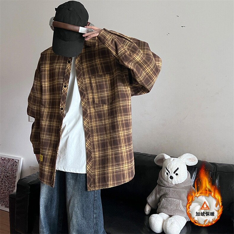 冬季格子衬衫休闲内搭衬衣高级感外套男C2158-特P28/CJ9738-特P40,男装衬衫,电商A007