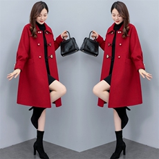 现货！2024新款冬装毛呢大衣女中长款小香风结婚小个子宽松外套，女装毛呢外套，雅静靓衣