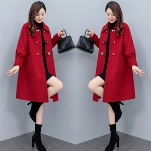 现货！2024新款冬装毛呢大衣女中长款小香风结婚小个子宽松外套图片