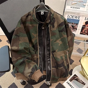 工装迷彩外套男女重工拼接短款休闲宽松棒球服夹克潮1299 P85图片