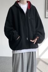 8XL-M美式复古撞色连帽水洗夹克男高级感做旧情侣外套JK1327P88，男装夹克，电商D206-1