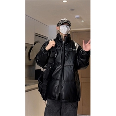 冬季皮棉衣男立领宽松男士休闲棉服棉袄潮流机车A266-PY2101-P80，男装棉衣，电商A266