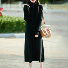 2025百搭时尚简约翻领长款羊毛衫，女装羊毛衫，哲奥羊绒