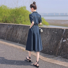 气质流行修身薄款牛仔裙连衣裙2025年夏新款欧货减龄显瘦高级长裙，女装连衣裙，慧尚依恋