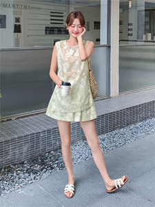 现货夏装新款新中式盘扣复古套装两件套2b114-2270-P160-K249图片