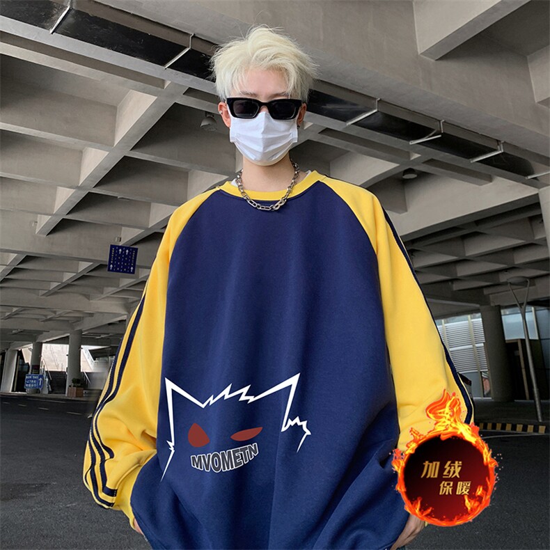 抖音得物供货提供视频秋冬重磅美式宽松织带圆领卫衣07157,男装卫衣,电商A486