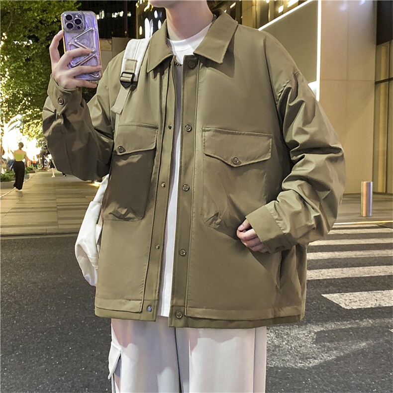 翻领外套秋季2026新款潮牌男装夹克休闲宽松上衣A436-W102-P68,男装夹克,电商A436