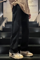 美式高街复古拼接宽松阔腿裤潮牌痞帅男B381-1/723P48，男装休闲裤，电商B381-1