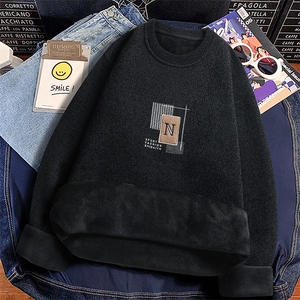 圆领毛衣男加绒加厚一体绒卫衣秋冬季保暖毛线针织衫 7015-P28图片