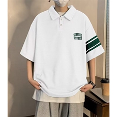 华夫格短袖POLO衫男夏季新款美式潮牌潮流宽松t恤学生休闲半袖衫，男装T恤，星座1013