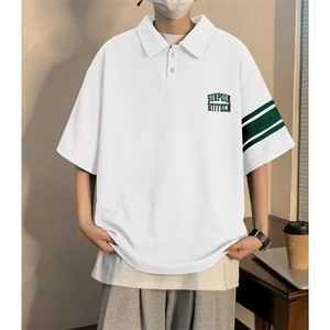 华夫格短袖POLO衫男夏季新款美式潮牌潮流宽松t恤学生休闲半袖衫图片
