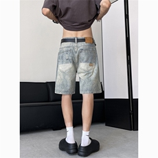 夏款男牛仔短裤破洞渐变色五分短裤D2060P43，男装牛仔裤，星座1013-1