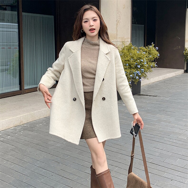 新款女装双面呢大衣绵羊毛山羊绒显瘦百搭气质优雅，女装双面呢大衣，天使之佳话