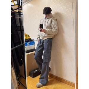 美式解构工装裤男微喇宽松休闲裤高级感直筒多口袋裤子L69355-P65图片