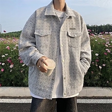法式小香风外套男装高级感轻奢粗花呢千鸟格工装夹克潮牌痞帅上衣，男装夹克，星座506A