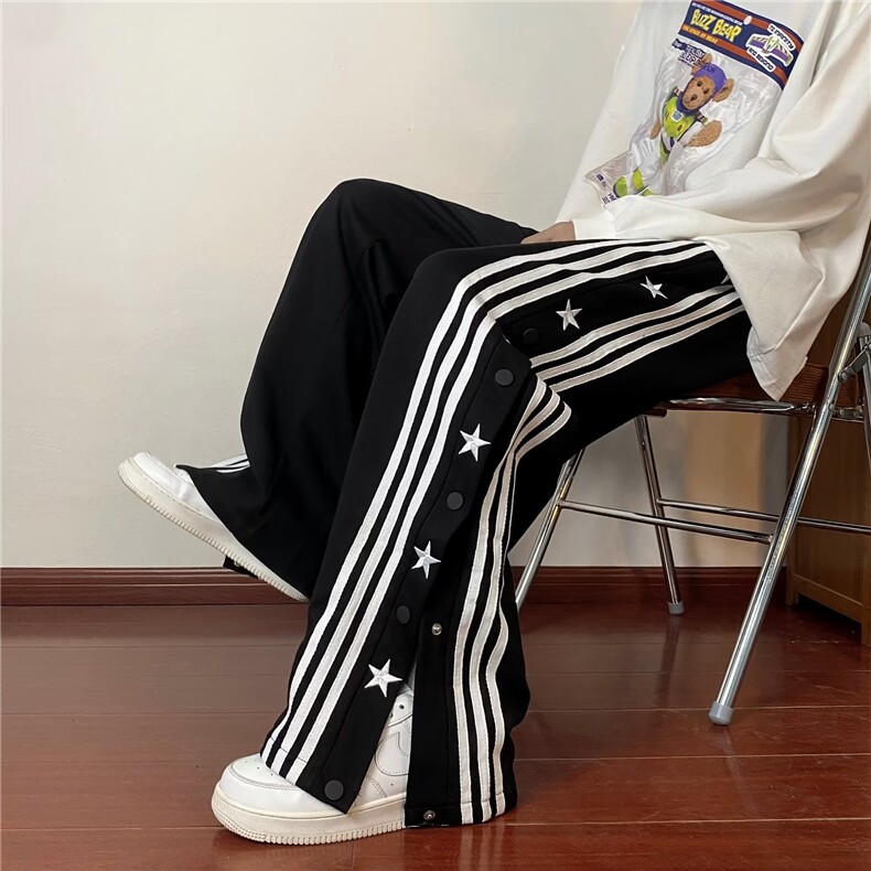 春季新款高街vibe星星排扣休闲裤男女宽松美式潮insK048-P40,男装休闲裤,星座308B-1