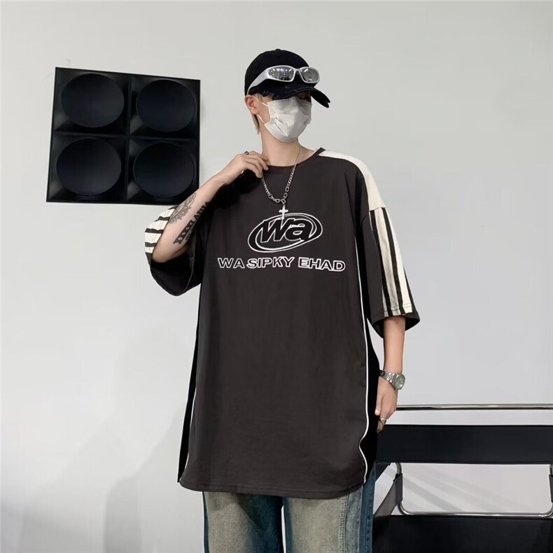美式高街T恤男士短袖韩版潮流夏季2024新款ins宽松体恤ST371-P39,男装T恤,星座412-3