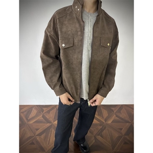 秋冬pu皮外套高级感痞帅立领美式复古工装皮衣夹克衣服Y1035-P98图片