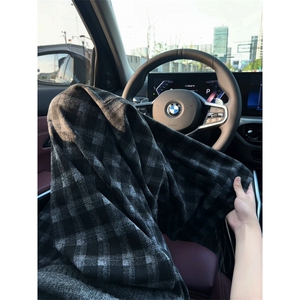 现货 ZK8050-批65 控98 重磅美式磨毛格子阔腿垂感直筒大码休闲裤图片