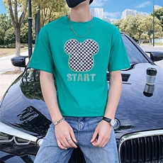 黑色2022精神小伙修身男士潮流短袖T恤社会t6615-P45控68，男装T恤，电商A108