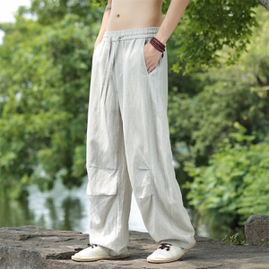 纯亚麻 宽松弯刀裤休闲裤 星座815-8610p100图片