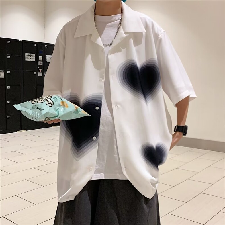 衬衫男韩版潮流爱心帅气2026春夏季新款ins宽松百搭外套CY096-P39,男装衬衫,星座412
