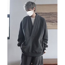 设计感别致V领套头简约卫衣秋款慵懒宽松长袖灰色上衣W8809，男装卫衣，星座1116A（原606A-3）