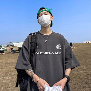 抖音得物二开 现货 220克夏装重磅美式高街宽松短袖t恤 MT174图片