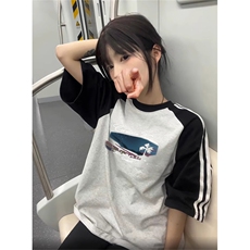 黑袖拼白灰