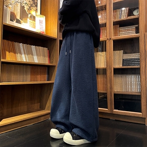 8XL-M摇粒绒裤子男加绒加厚休闲直通束脚宽松保暖裤K9122P78控98图片