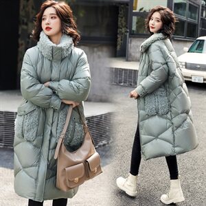 2020冬季新款韩版大码女装中长款加厚羽绒服兔毛拼接保暖时尚潮图片