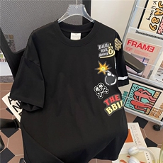 2025潮趣味logo贴布刺绣短袖T恤男女夏季宽松情侣上衣ST573-P41，男装T恤，星座412-3