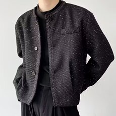 痞帅高级感小香风无领韩版夹克外套男女oversize春秋JW093，男装夹克，星座1116A（原606A-3）