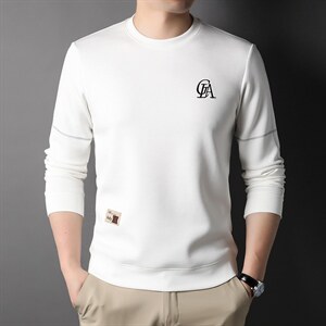 新款卫衣男潮流免烫男士长袖t恤春秋薄款刺绣圆领打底小衫图片