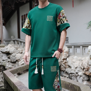 刺绣风T恤套装男薄款短裤休闲运动套装夏季A266-TZ8858-P50图片