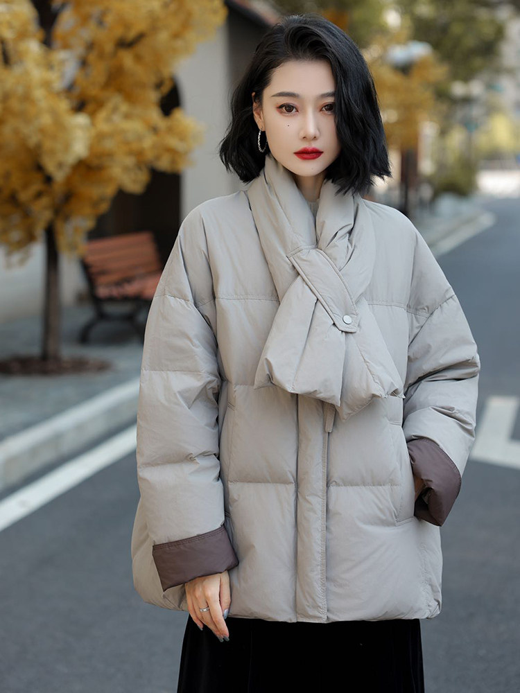 现货现货现货韩版百搭90白鸭绒小围巾保暖羽绒服,女装羽绒服,阳光伊恋