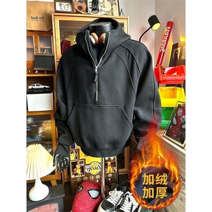 美式半拉链立领卫衣男女秋冬加绒小众解构重磅连帽衫 SJ05 P51图片