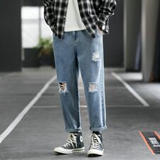 破洞牛仔裤男士潮牌秋季宽松九分休闲裤子韩版潮流百搭DS892T，男装牛仔裤，电商A102