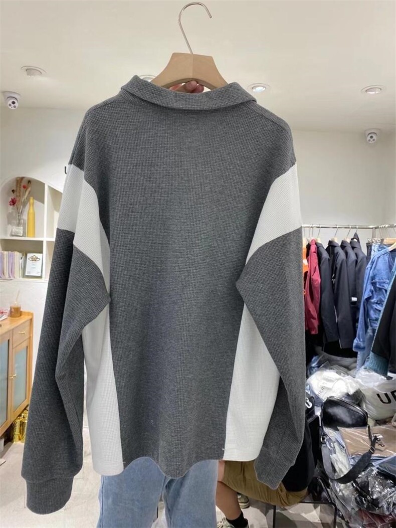 秋冬新款华夫格拼接卫衣，女装卫衣/绒衫，UPUP