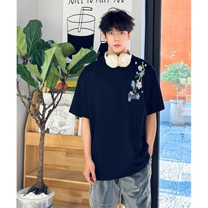 万针全刺绣解构设计260克重磅双纱纯棉高品质美式高街短袖T恤特39图片