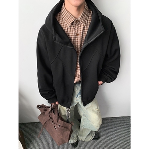 重磅全棉无帽绳450克拉链连帽卫衣硬挺短宽套头外套男 RH5325-P58图片
