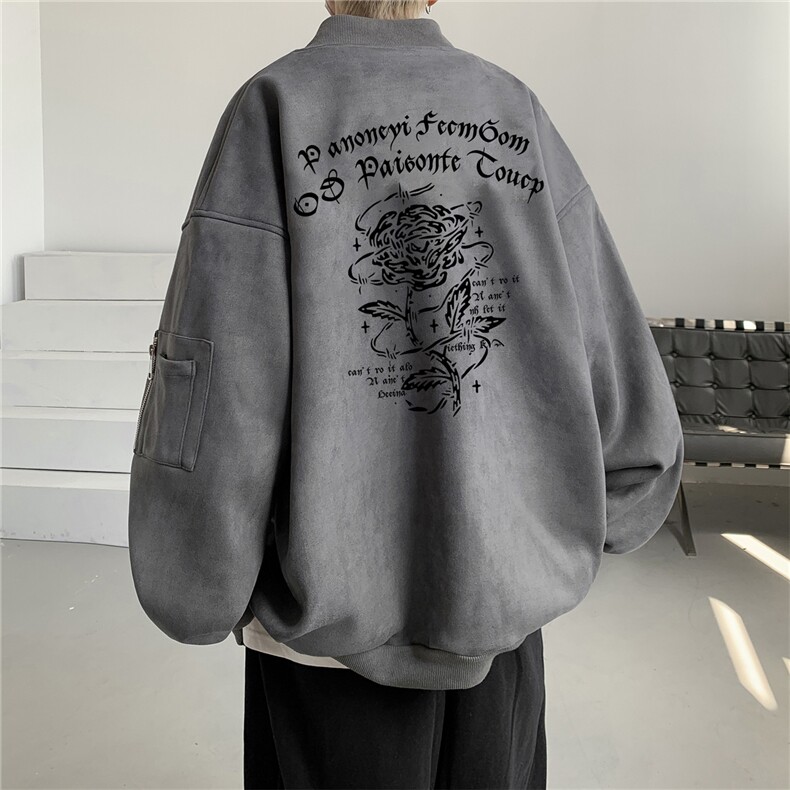 24春秋款美式复古麂皮绒飞行棒球服男女夹克外套JF3276-P80控108图片
