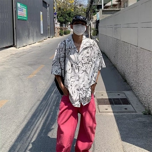 2024夏季新款花衬衫男短袖韩版潮流高街帅气ins宽松外套CY419-P31图片