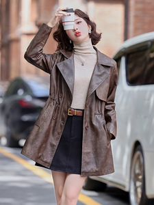 狐狸毛领蛋白皮衣外套女2024冬季新款加绒加厚修身中长款棉服欧货图片