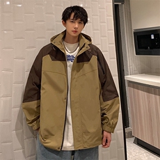 秋款工装连帽夹克潮流拼色宽松百搭户外冲锋衣外套CYJK9231-P80，男装夹克，电商A128