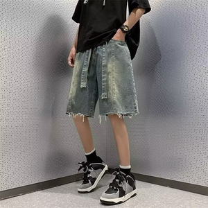 牛仔短裤按韩版潮流高街帅2024夏季新款ins宽松五分裤RK1611-P38图片