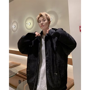 褶皱肌理感外套男春秋款痞帅美式夹克纯色翻领日常K2592/P70图片