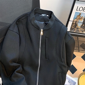 麂皮绒棒球服外套男美式高街痞帅机车服飞行员夹克春季W5698-P70图片