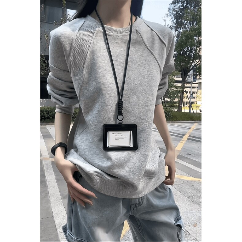 抖音得物高品质二开26春装美式高街重磅结构螺纹拼接圆领卫衣X095,男装卫衣,电商A486